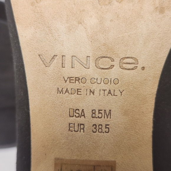 VINCE. Black Suede Pumps Women's 8.5M Rafe Pointed Toe Slip-On Block Heel Italy - Picture 7 of 7